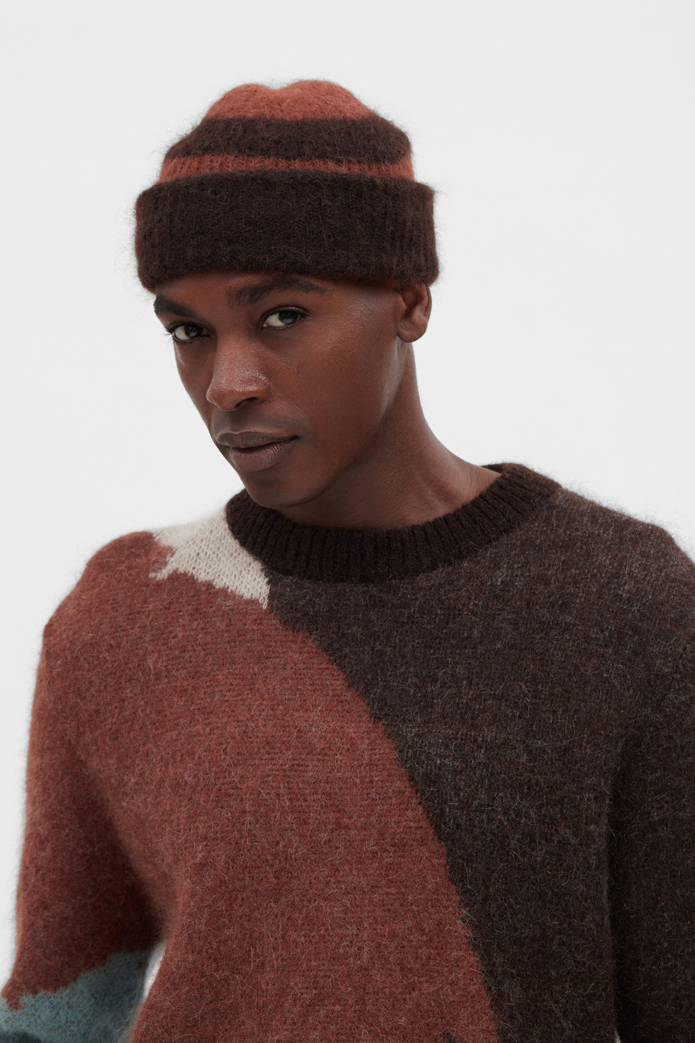 Alpaca Mohair Stripe Beanie