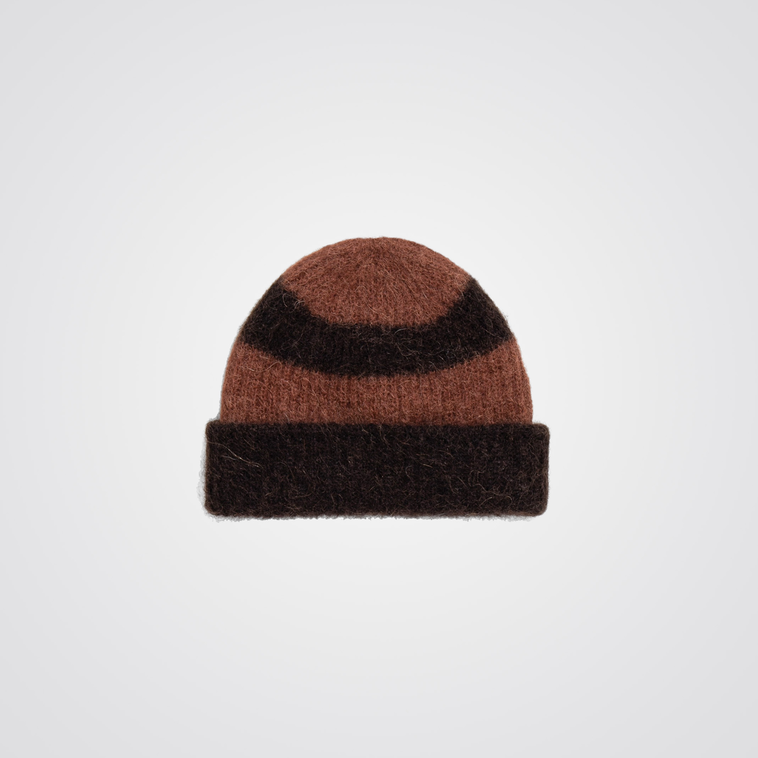 【BAON】[unisex] Runne alpaca stripe over knit Hooked - 100% pure alpaca beanie - black - Made in Peru