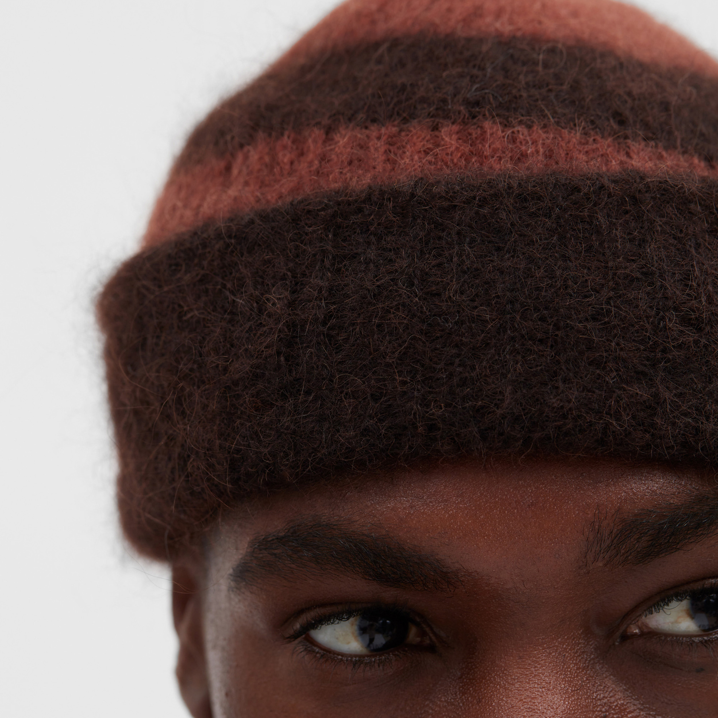 【BAON】[unisex] Runne alpaca stripe over knit Shop Gray Handmade Loop Knit Alpaca Beanie Hats | Slate +