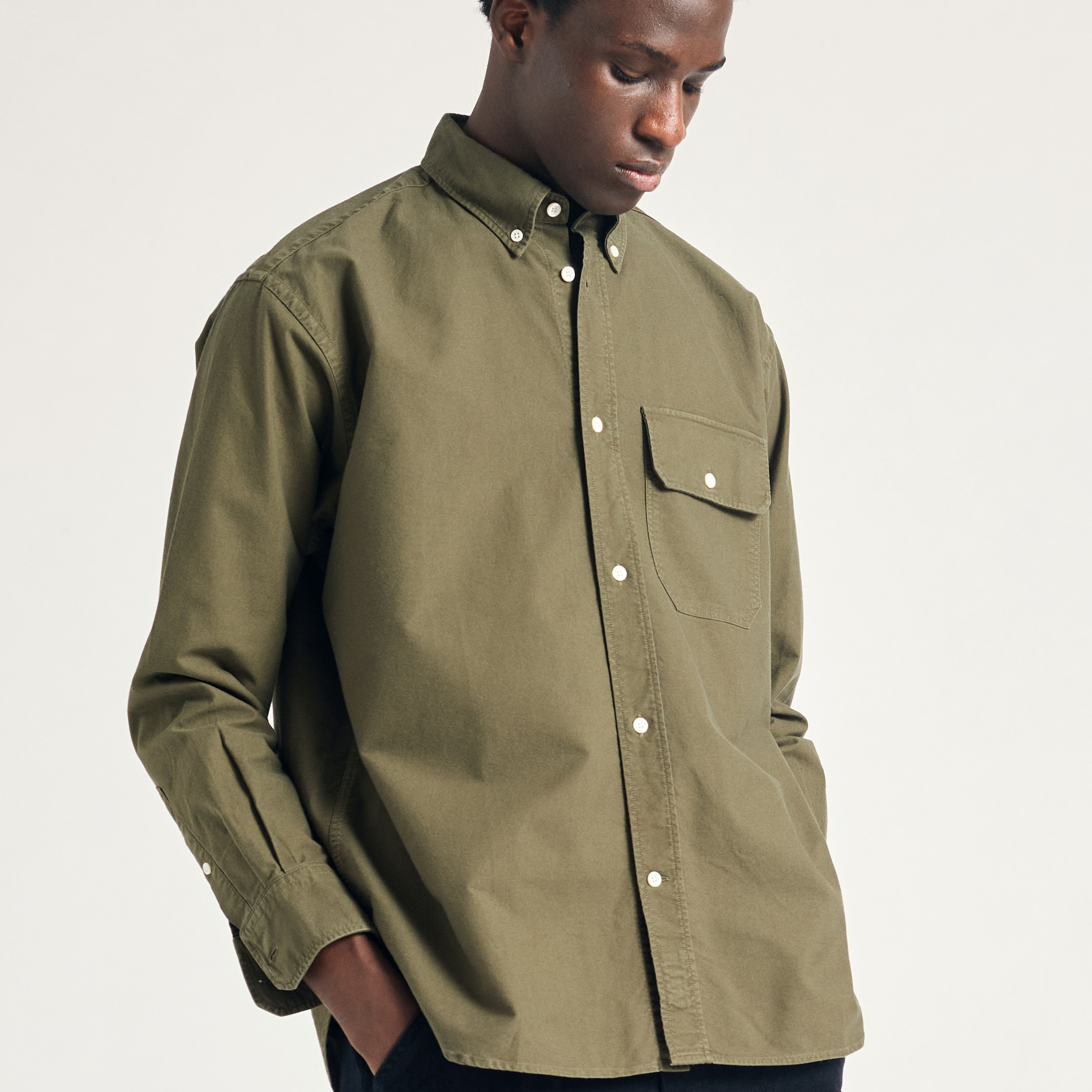 トップス NOROLL RELAX GINGAM CHECK SHIRT OLIVE NOROLL 